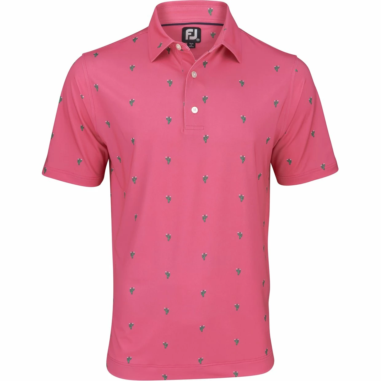 FootJoy Cactus Print Lisle Self Collar Polo Shirt Polo Short Sleeve Golf Apparel 3 FootJoy Cactus Print Lisle Self Collar Polo Shirt Polo Short Sleeve Golf Apparel