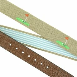 Greg Norman Embroidered Flag On The Green Web Accessories Belts Golf Apparel -Cheap Apparel Store greg norman embroidered flag on the green web accessories 1